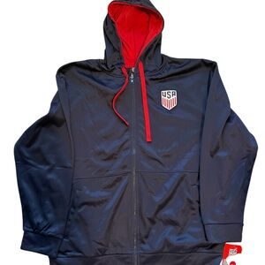 USA Soccer Full Zip Hoodie XL Navy Red Icon Sport NWT USMNT